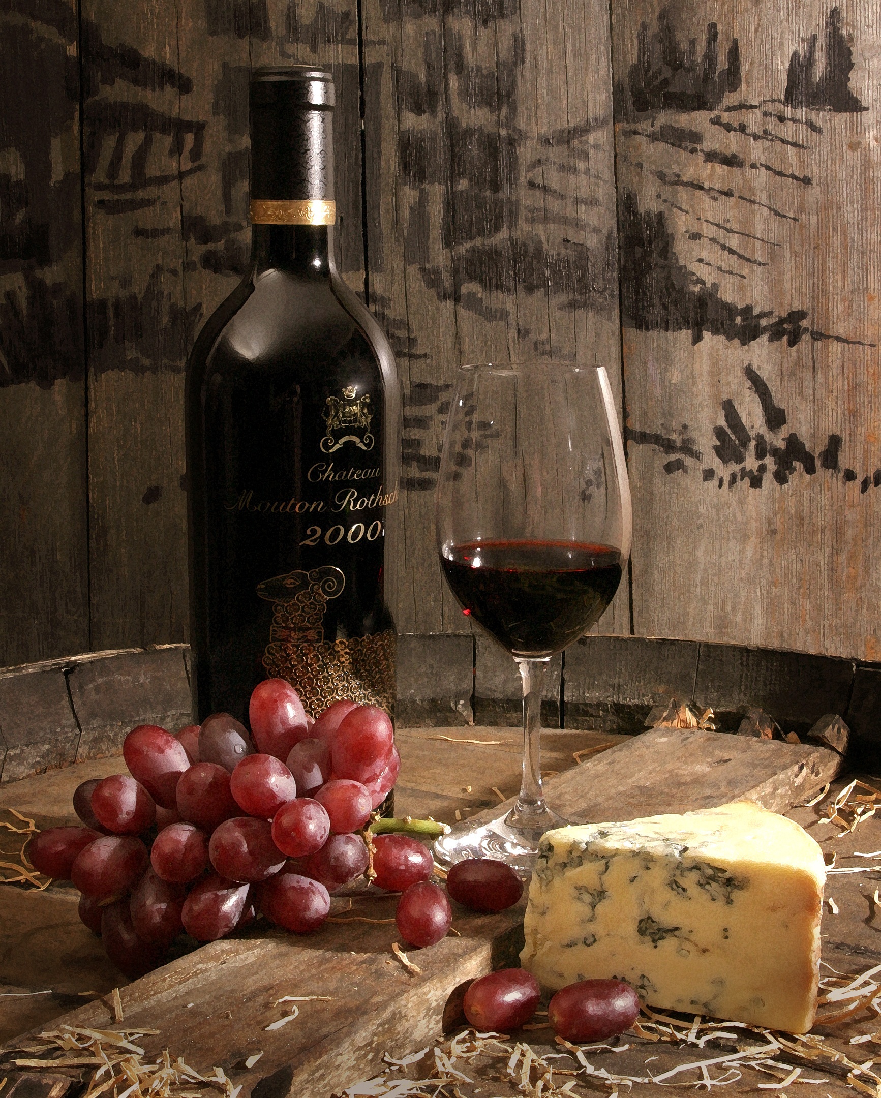 A classic French cheese and wine spread